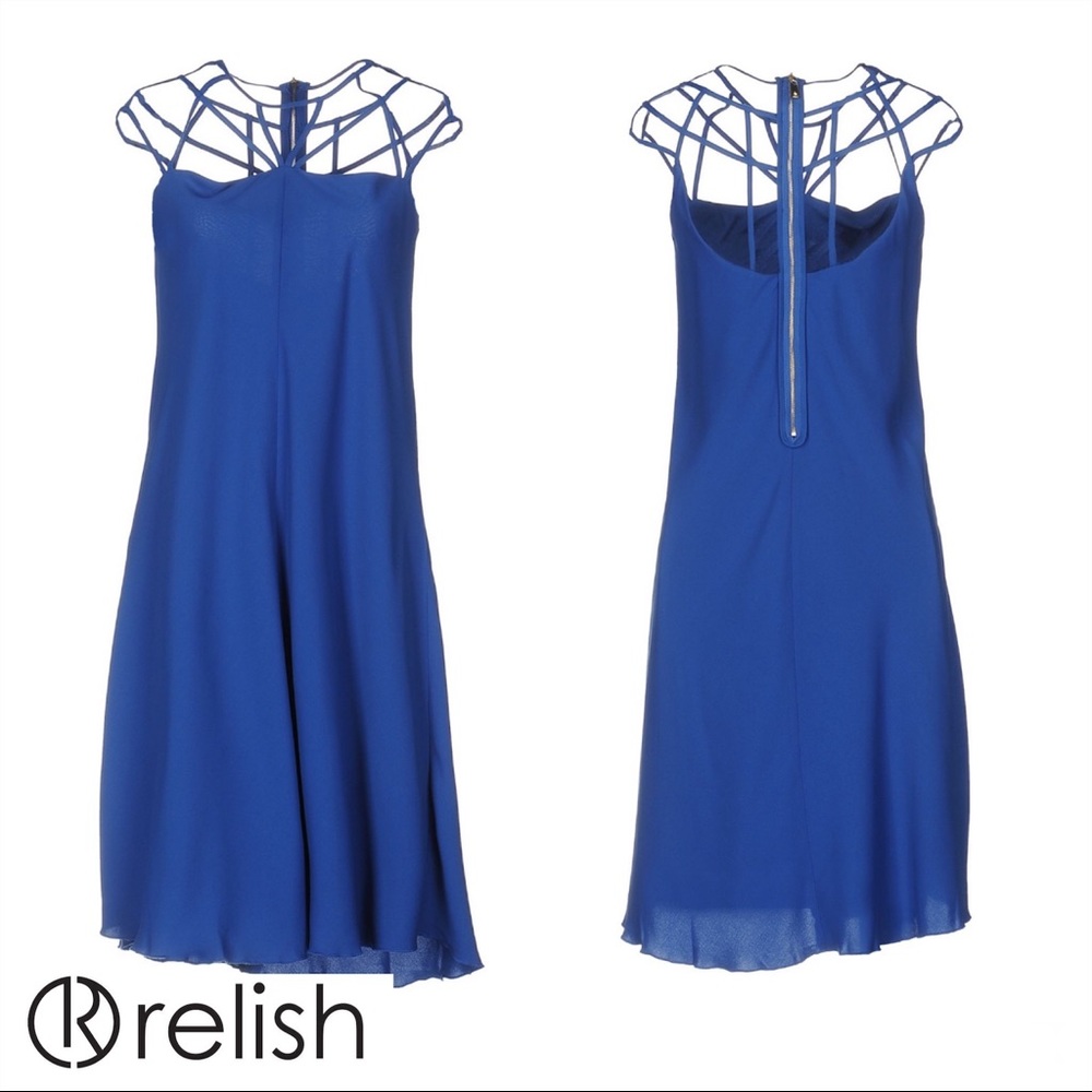 New! RELISH Abito Donna Caged Royal Blue Dress